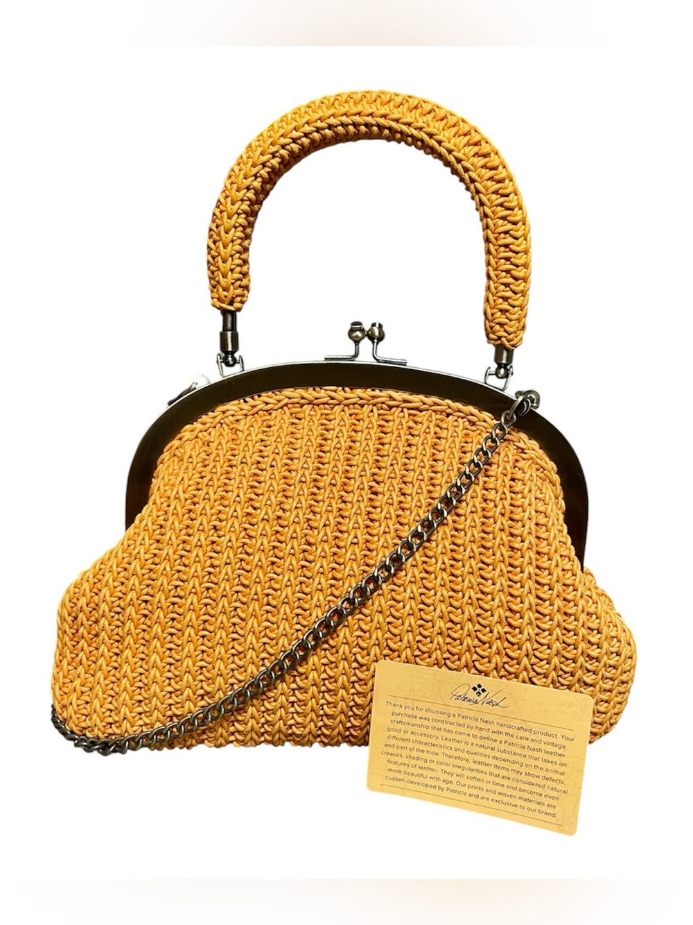 Patricia Nash Willow Woven Cotton Frame Top-Handle Crossbody Kisslock 2-Way Bag
